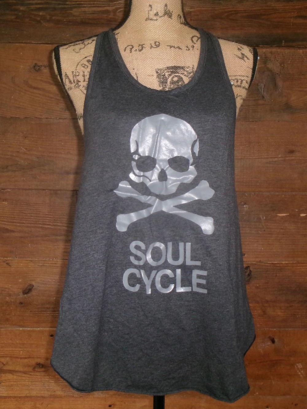 SoulCycle grey razorback tank size S